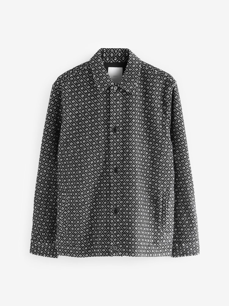 Black/White Tapestry Shacket Overshirt - Image 5 of 8