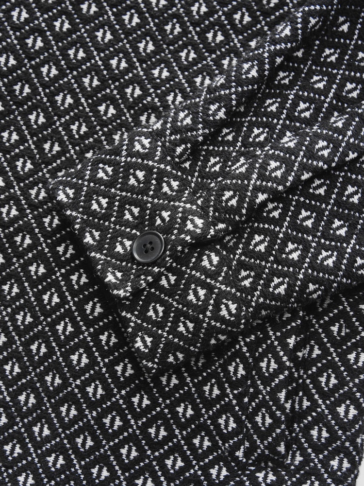 Black/White Tapestry Shacket Overshirt - Image 7 of 8