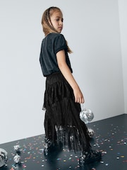 Black Lace Tiered Skirt (3-16yrs) - Image 2 of 8