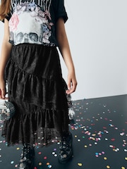 Black Lace Tiered Skirt (3-16yrs) - Image 3 of 8