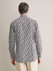 Chocolate Brown Floral Slim Fit Signature Single Cuff 100% Cotton Formal Shirt - Image 3 of 8