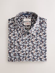 Chocolate Brown Floral Slim Fit Signature Single Cuff 100% Cotton Formal Shirt - Image 6 of 8