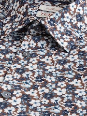 Chocolate Brown Floral Slim Fit Signature Single Cuff 100% Cotton Formal Shirt - Image 8 of 8