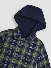 JoJo Maman Bébé Navy Blue Check Hooded Jacket - Image 3 of 3