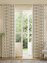 Joules Oat/Lilac Chamomile Blackout Eyelet Curtains - Image 1 of 2