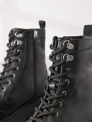 Black Signature Leather Forever Comfort® Chunky Lace Up Boots - Image 10 of 10