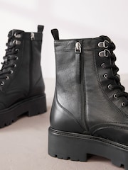 Black Signature Leather Forever Comfort® Chunky Lace Up Boots - Image 8 of 10