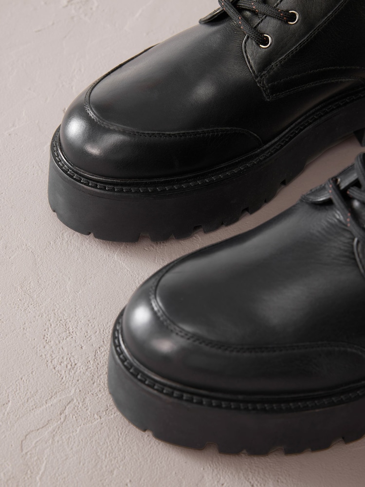 Black Signature Leather Forever Comfort® Chunky Lace Up Boots - Image 9 of 10