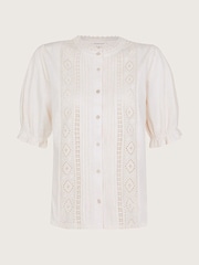 Monsoon Natural 100% Cotton Livvy Lace Trim Top - Image 5 of 5