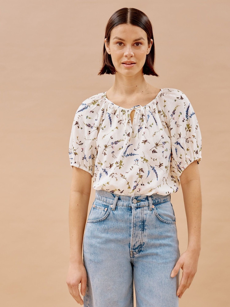 Albaray Sprig Pressed Floral White Blouse - Image 1 of 4
