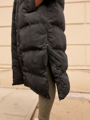 Charcoal Grey Premium Long Padded Hooded Coat - Image 5 of 8