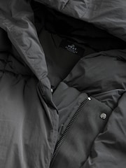 Charcoal Grey Premium Long Padded Hooded Coat - Image 7 of 8