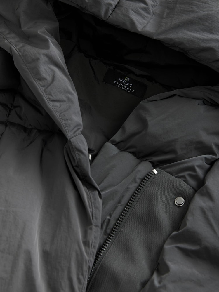 Charcoal Grey Premium Long Padded Hooded Coat - Image 7 of 8