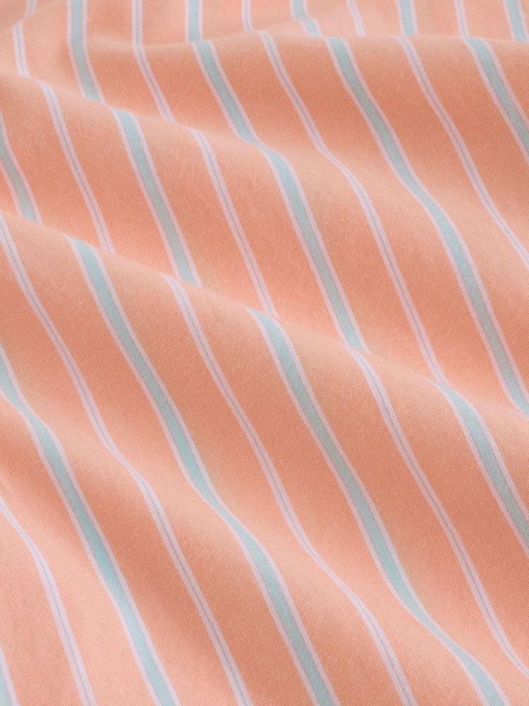 Orange Poplin 100% Cotton Stripe Long Sleeve Shirt - Image 8 of 8