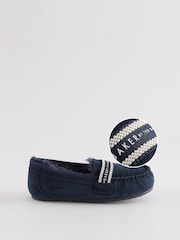 Baker by Ted Baker Boys Navy Moccasin Slippers - Image 1 of 5