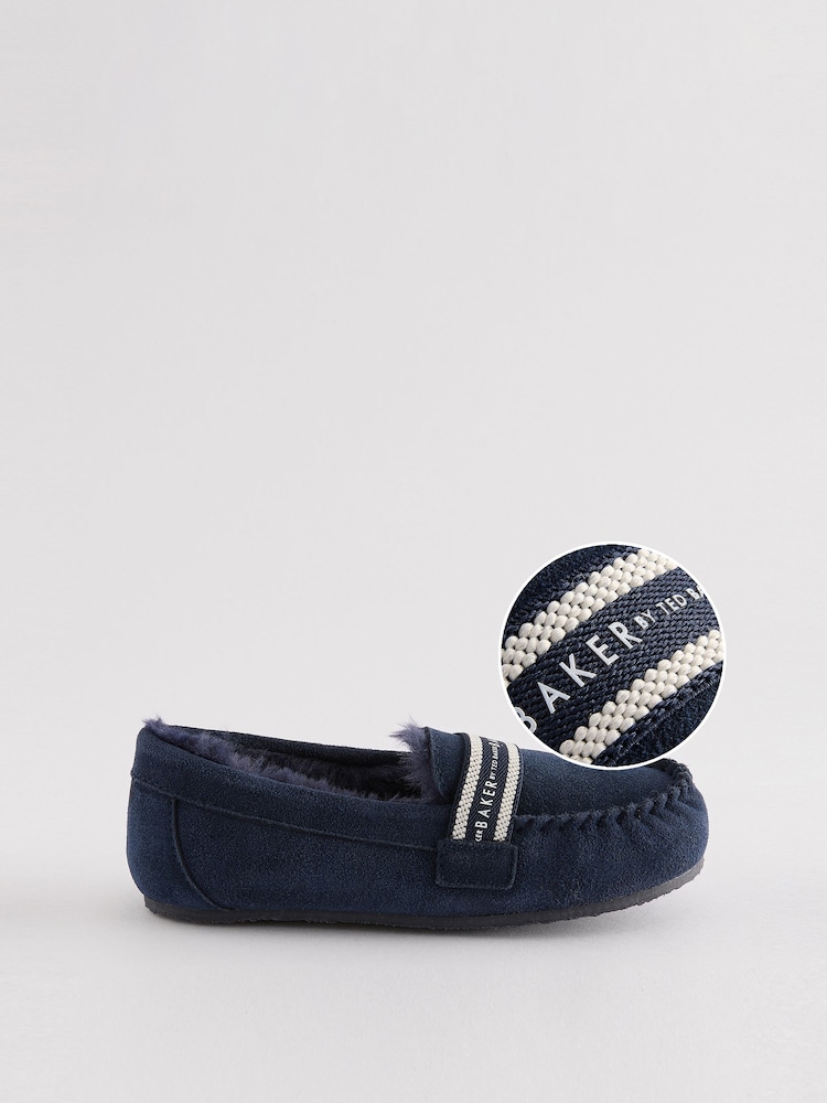Baker by Ted Baker Boys Navy Moccasin Slippers - Image 1 of 5