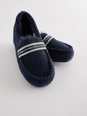 Baker by Ted Baker Boys Navy Moccasin Slippers - Image 3 of 5