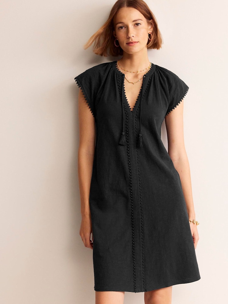 Boden Black 100% Cotton Millie Pom Dress - Image 1 of 5