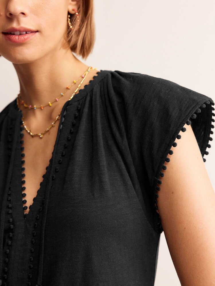 Boden Black 100% Cotton Millie Pom Dress - Image 2 of 5