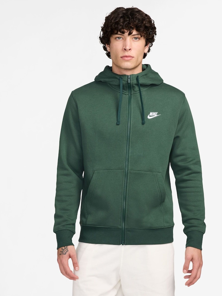 Grön/Vit - Nike Club Zip Up Huvtröja - Bild 1 av 3