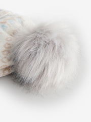 Cream/Blue Fairisle Pattern Knitted Pom Hat - Image 4 of 4