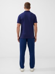 French Connection Blue 100% Cotton Short Sleeve Ottoman Polo Shirt - Image 2 of 3