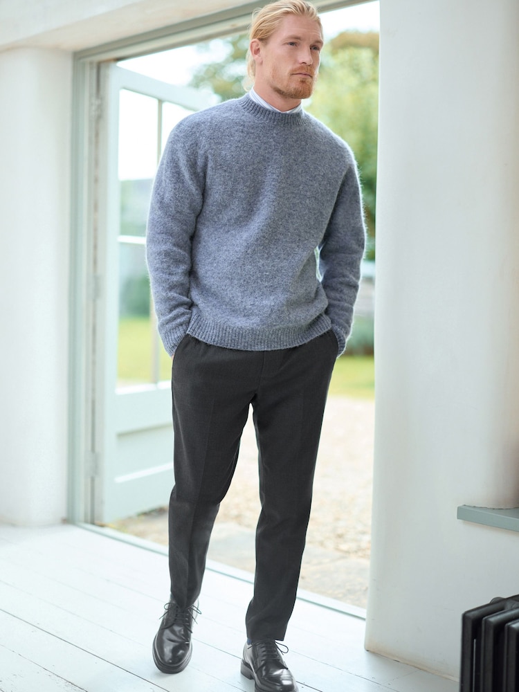 Blue Relaxed Fit Signature Brushed Alpaca/Wool Mix Crew Jumper - Image 2 of 7
