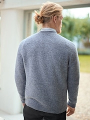 Blue Relaxed Fit Signature Brushed Alpaca/Wool Mix Crew Jumper - Image 3 of 7
