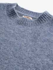 Blue Relaxed Fit Signature Brushed Alpaca/Wool Mix Crew Jumper - Image 6 of 7