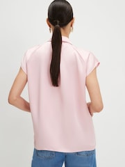 River Island Pink Short Sleeve Satin Shirt - Image 3 of 4