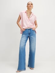 River Island Pink Short Sleeve Satin Shirt - Image 4 of 4