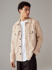 Ecru Cream Textured Bouclé Shacket With Wool - Image 1 of 12
