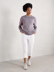 Seasalt Cornwall White Albert Quay Slim Fit Crops Trousers - Image 2 of 3