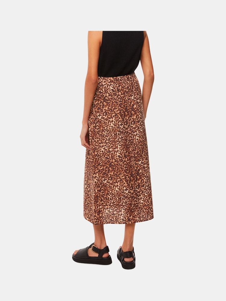Whistles Natural Marble Spot Front Split Skirt - Image 2 of 5