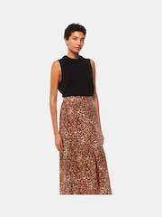 Whistles Natural Marble Spot Front Split Skirt - Image 3 of 5