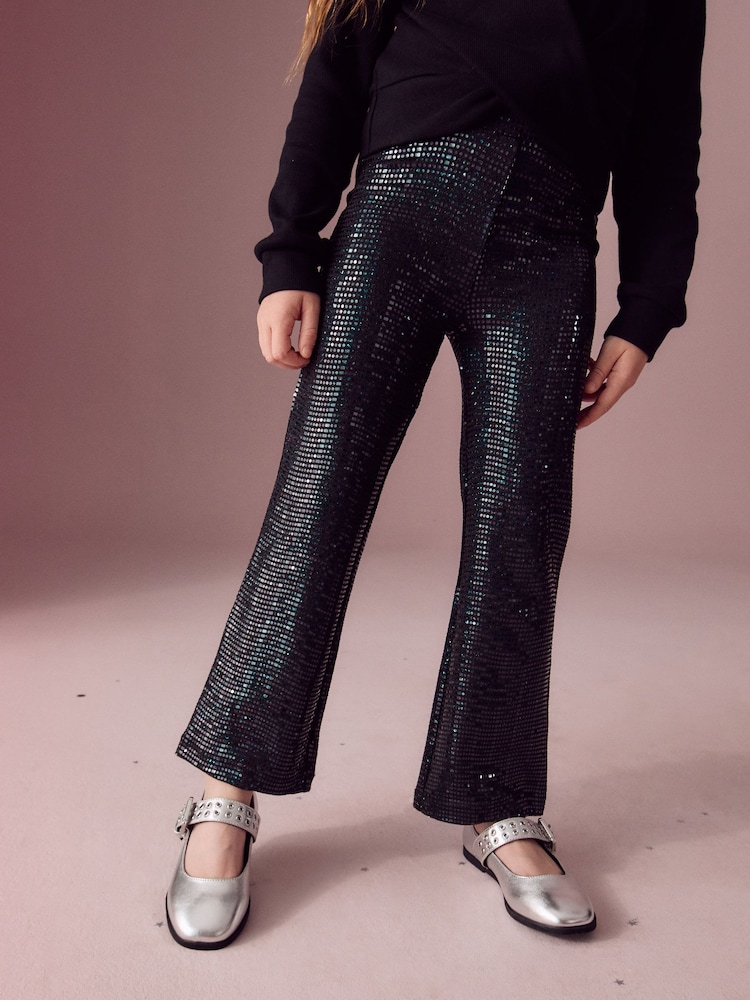 Black Sparkle Flared Leggings (3-16yrs) - Image 1 of 10 Black Sparkle Flared Leggings (3-16yrs) - Image 1 of 10
