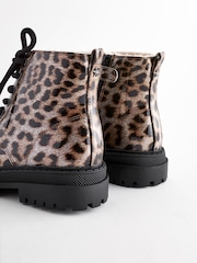 Brown Animal Print Standard Fit (F) Warm Lined Lace-Up Ankle Boots - Image 4 of 8