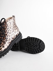 Brown Animal Print Standard Fit (F) Warm Lined Lace-Up Ankle Boots - Image 5 of 8