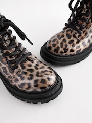 Brown Animal Print Standard Fit (F) Warm Lined Lace-Up Ankle Boots - Image 7 of 8