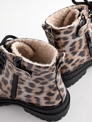 Brown Animal Print Standard Fit (F) Warm Lined Lace-Up Ankle Boots - Image 8 of 8