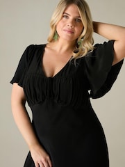 Live Unlimited Black Curve Ruched Front Maxi Dress - Image 4 of 5