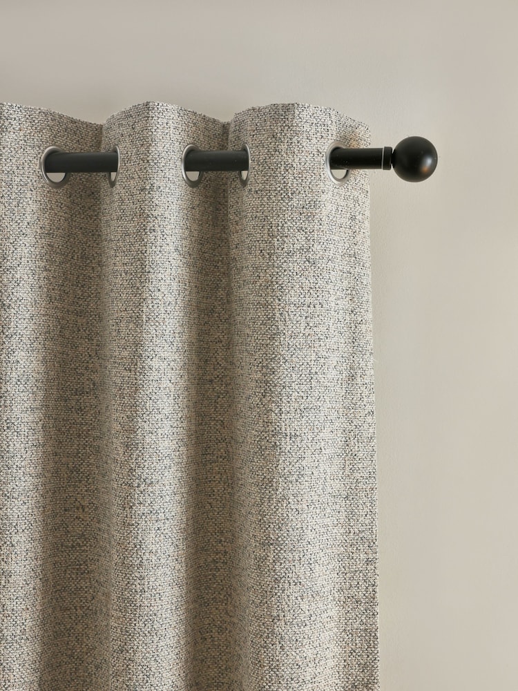 Natural Bobble Texture Pencil Pleat Super Thermal Eyelet Door Curtains - Image 3 of 4