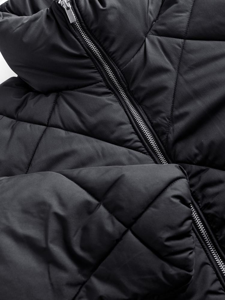 Black Shower Resistant Longline Padded Coat - Image 7 of 7 Black Shower Resistant Longline Padded Coat - Image 7 of 7