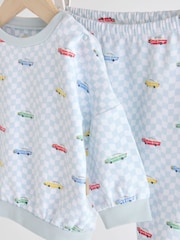 أزرق - بنقشة مربعات وتصميم وسائل نقل - طقم من سويت شيرت وبنطلون رياضي للبيبي من Cath Kidston - صورة 7 من 12