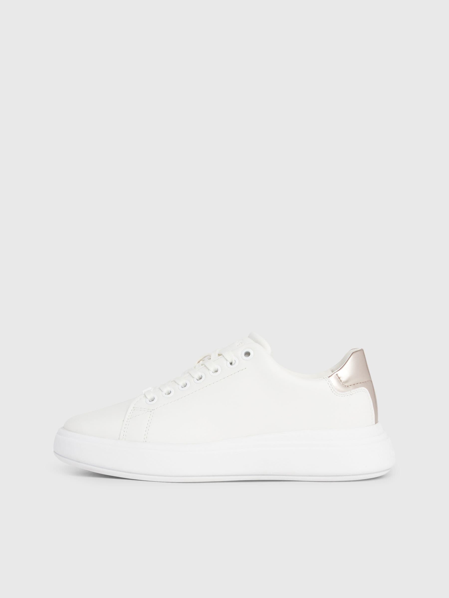 Calvin klein white leather trainers discount