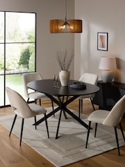 Set of 4 Casual Boucle Oyster Kelsey Extending Dining Table and Chair - Image 1 of 16