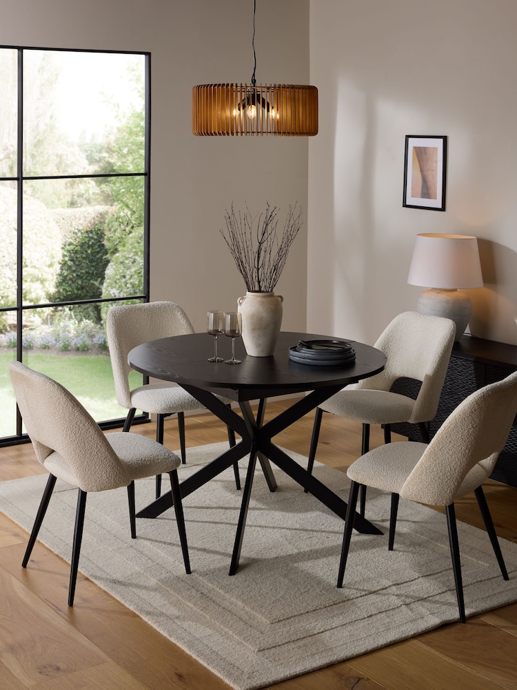 Set of 4 Casual Boucle Oyster Kelsey Extending Dining Table and Chair - Image 2 of 16