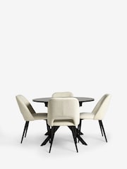 Set of 4 Casual Boucle Oyster Kelsey Extending Dining Table and Chair - Image 6 of 16