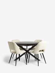 Set of 4 Casual Boucle Oyster Kelsey Extending Dining Table and Chair - Image 7 of 16