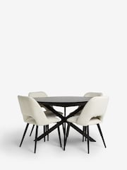 Set of 4 Casual Boucle Oyster Kelsey Extending Dining Table and Chair - Image 8 of 16